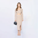 SOSIE KNITTED CROP TOP WOMEN WARM TAUPE